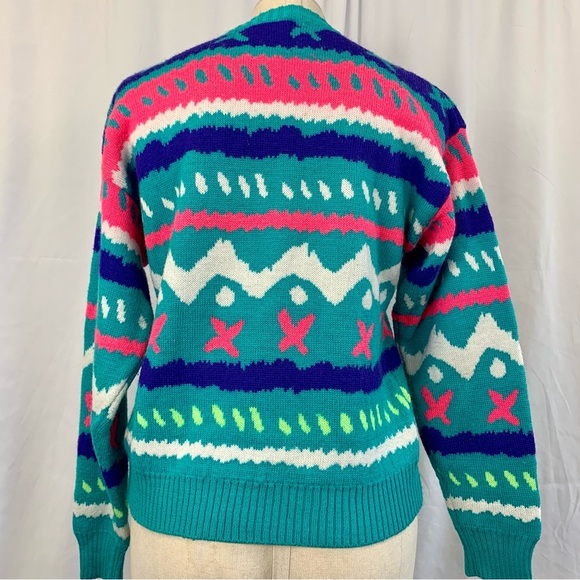 Vintage 90s Geometric Women's Crew Neck Sweater - Picture 5 of 6